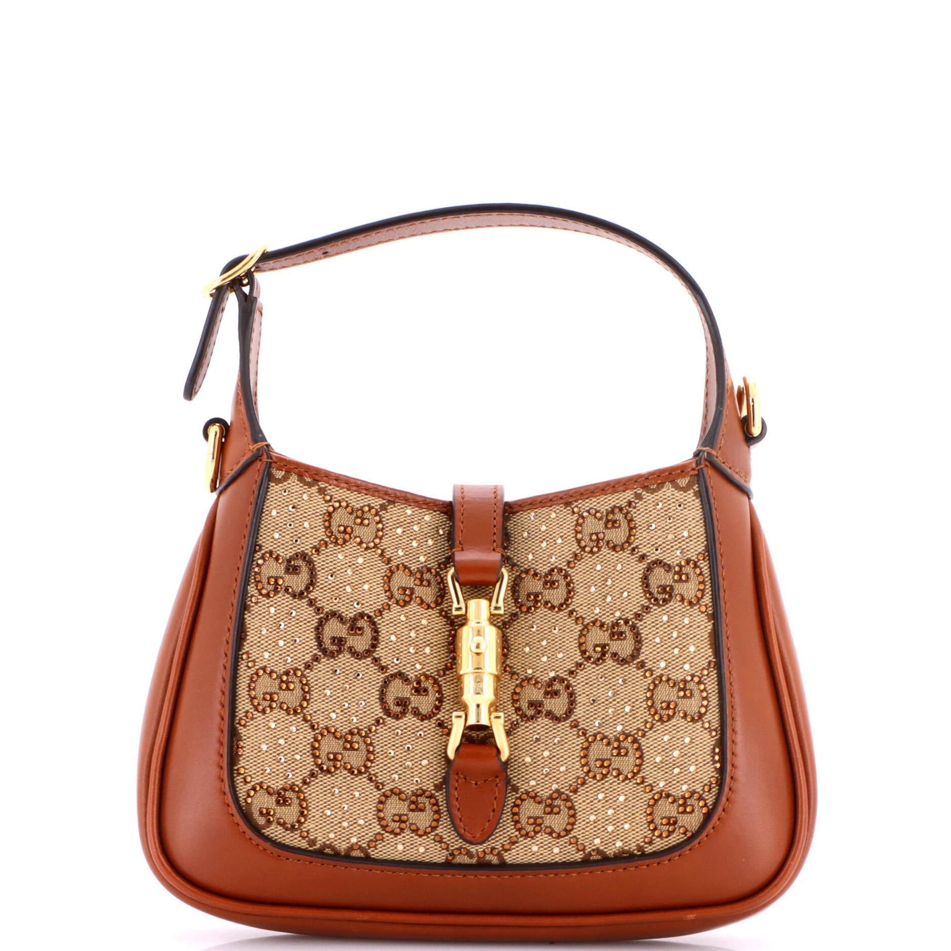 Jackie 1961 Chain Hobo Crystal Embellished GG Canvas Mini