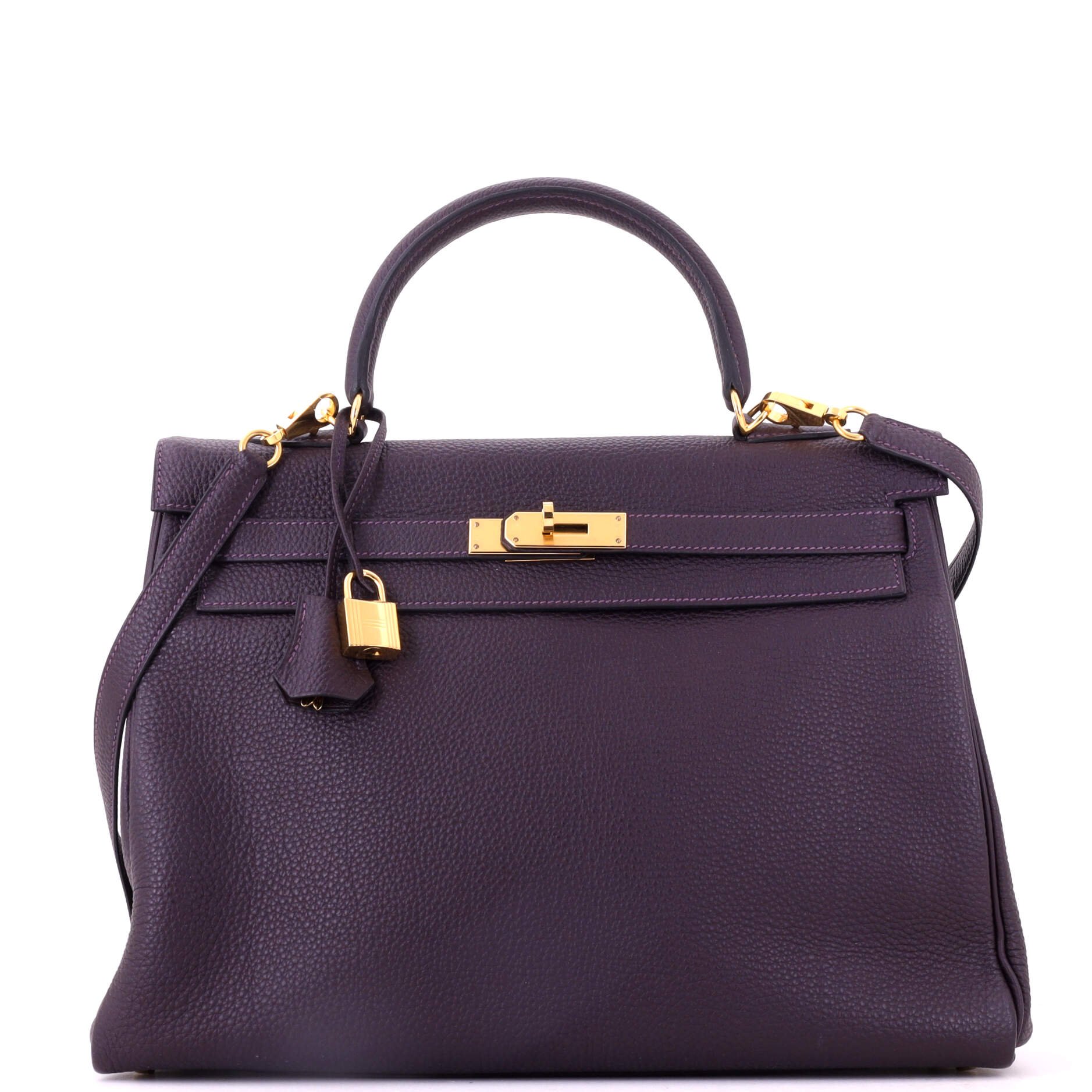 Kelly Handbag Raisin Togo with Gold Hardware 35