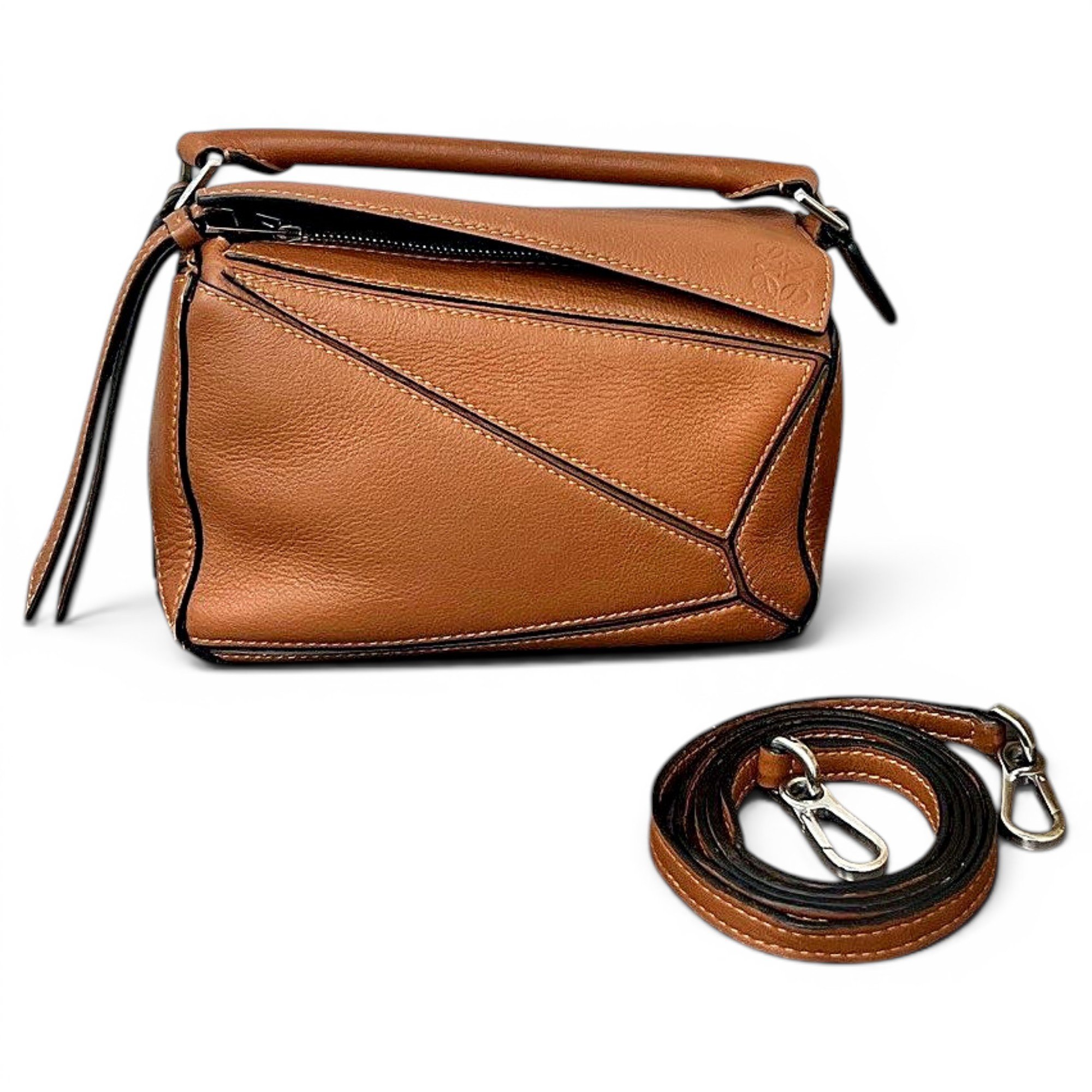 Puzzle leather handbag