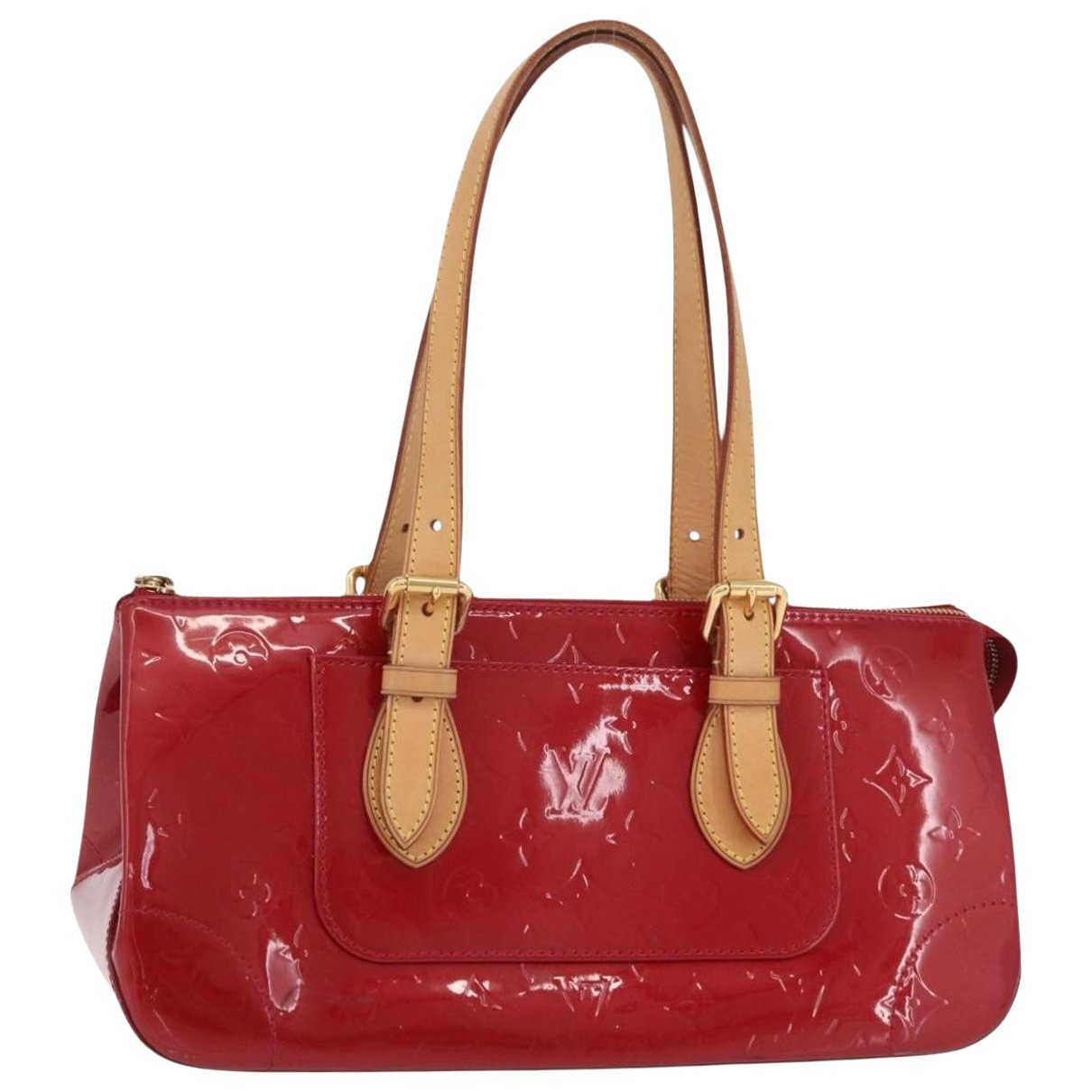 Rosewood patent leather handbag