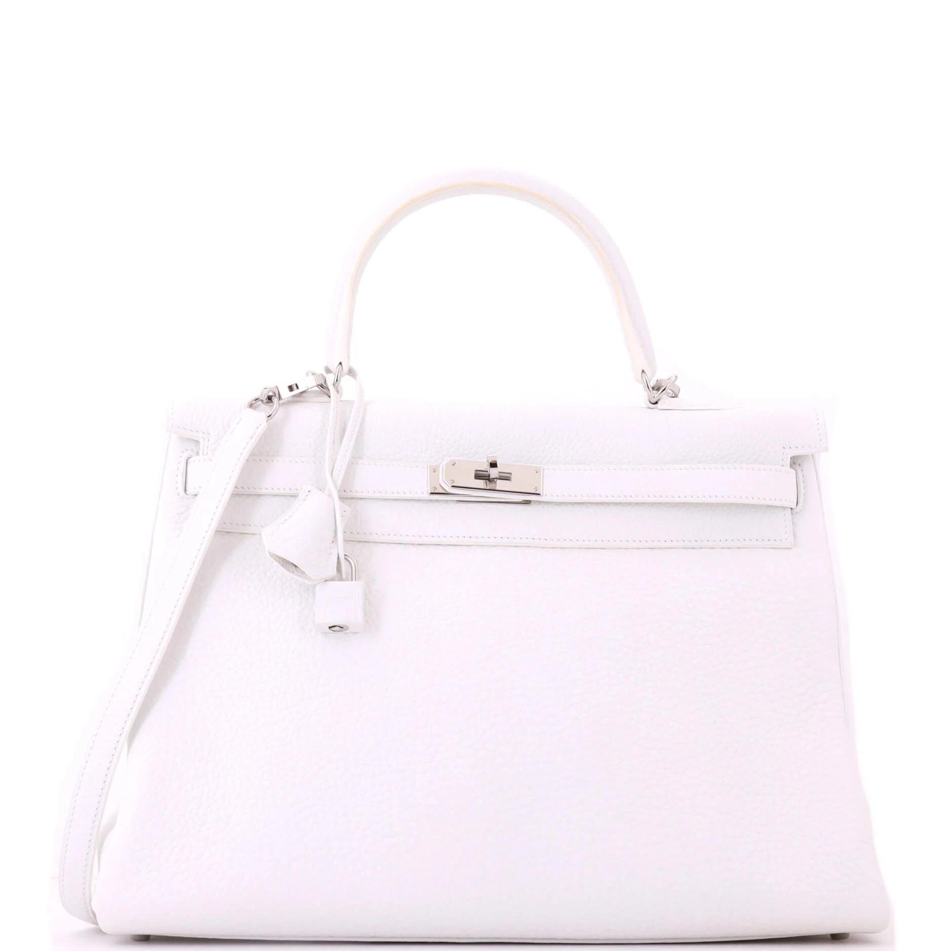 Hermes Kelly 35 Handbag White Togo Leather 2015