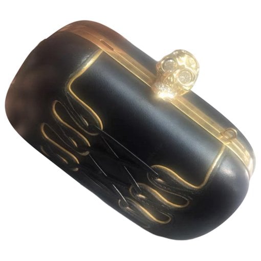 Skull leather clutch bag