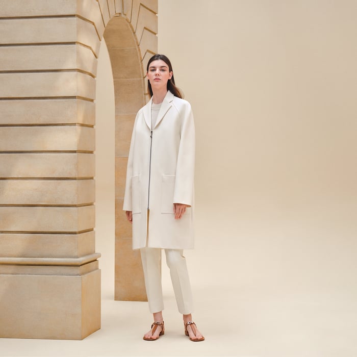 Blanc Cassé Zipped Supple Coat