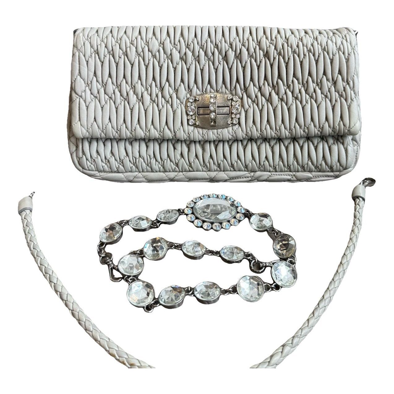 Miu Crystal leather handbag