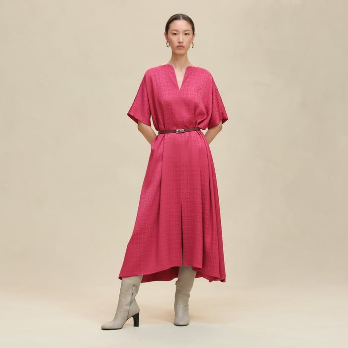 Rose Framboise "Mosaique" Belted Caftan