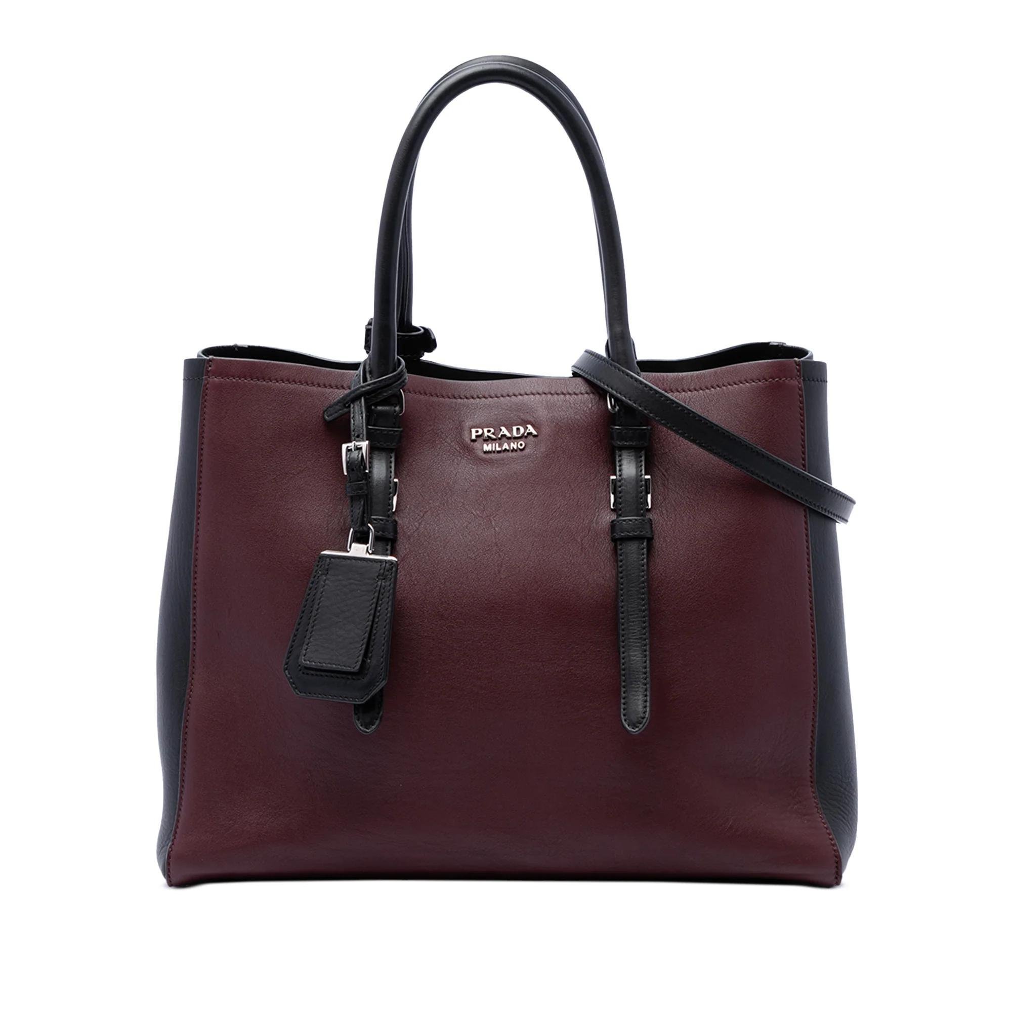 Double leather handbag