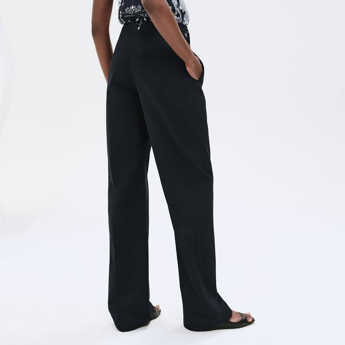 Bleu Noir Loose Fit Pants With Biker Details