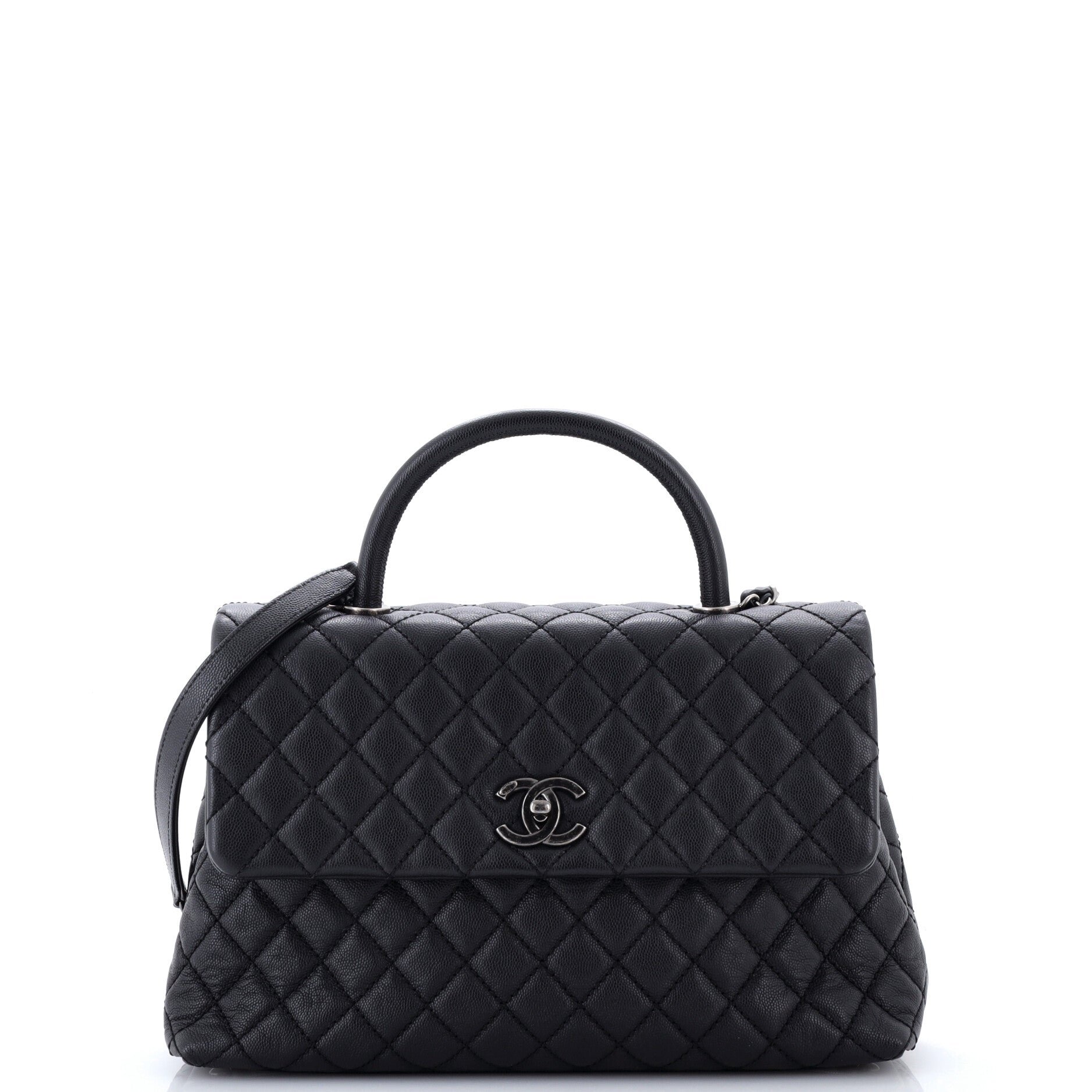 Coco Top Handle Bag Quilted Caviar Medium