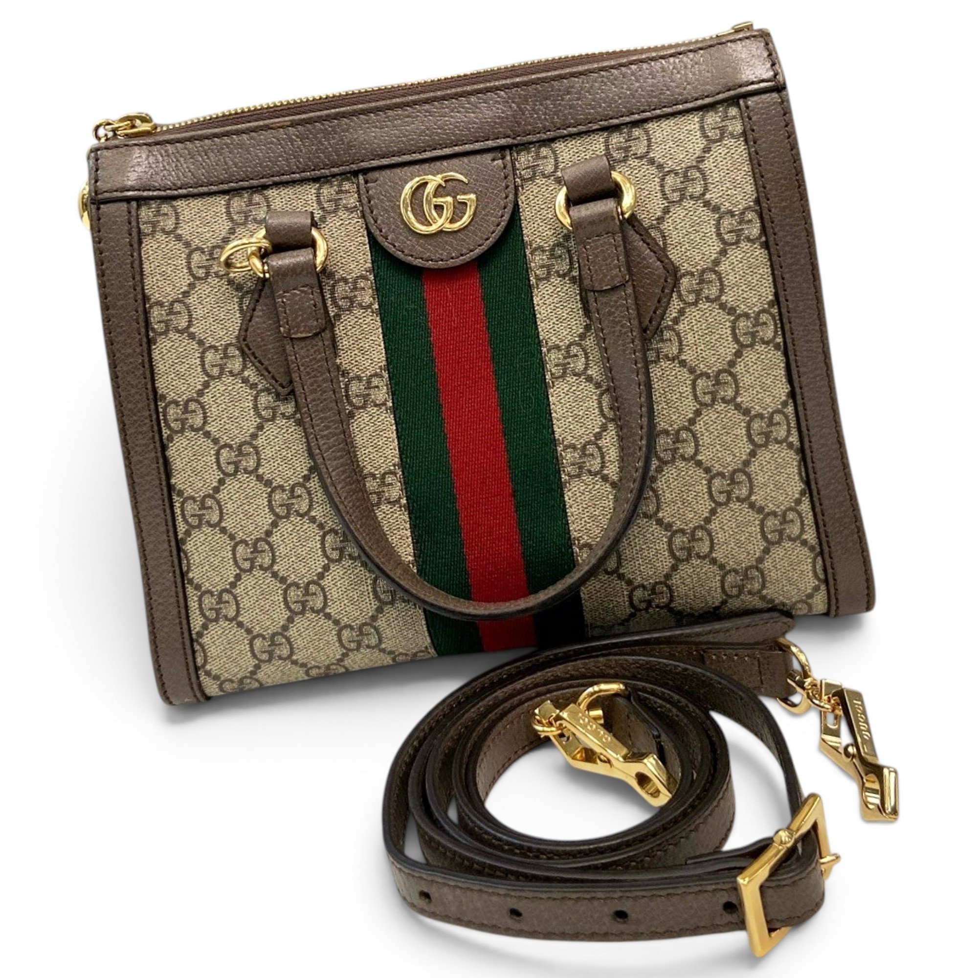 Ophidia Top Handle leather handbag