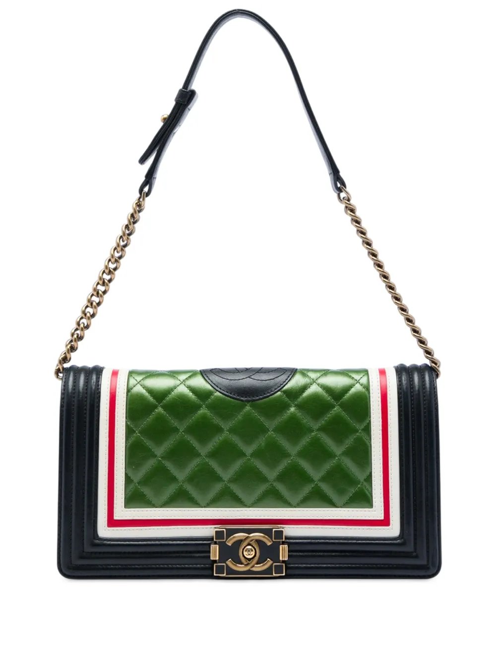 2015-2016 Multicolor Quilted Lambskin Crest East West Boy Flap shoulder bag