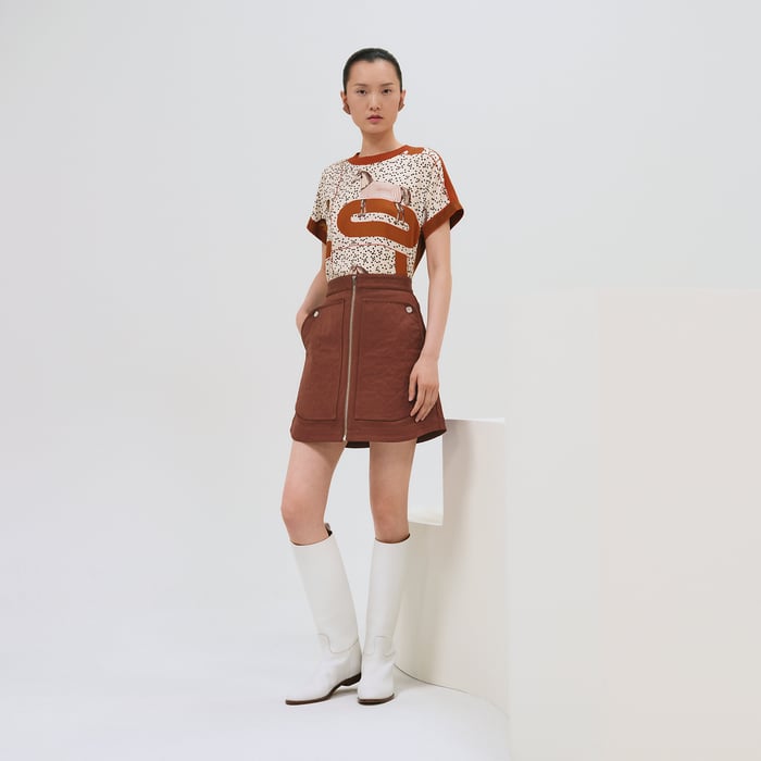 Marron Bai Miniskirt With Equestrian Details
