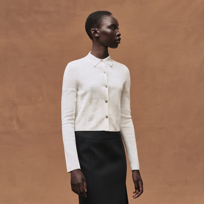 Blanc Nacre "Ferronnerie" Long-sleeve Cardigan