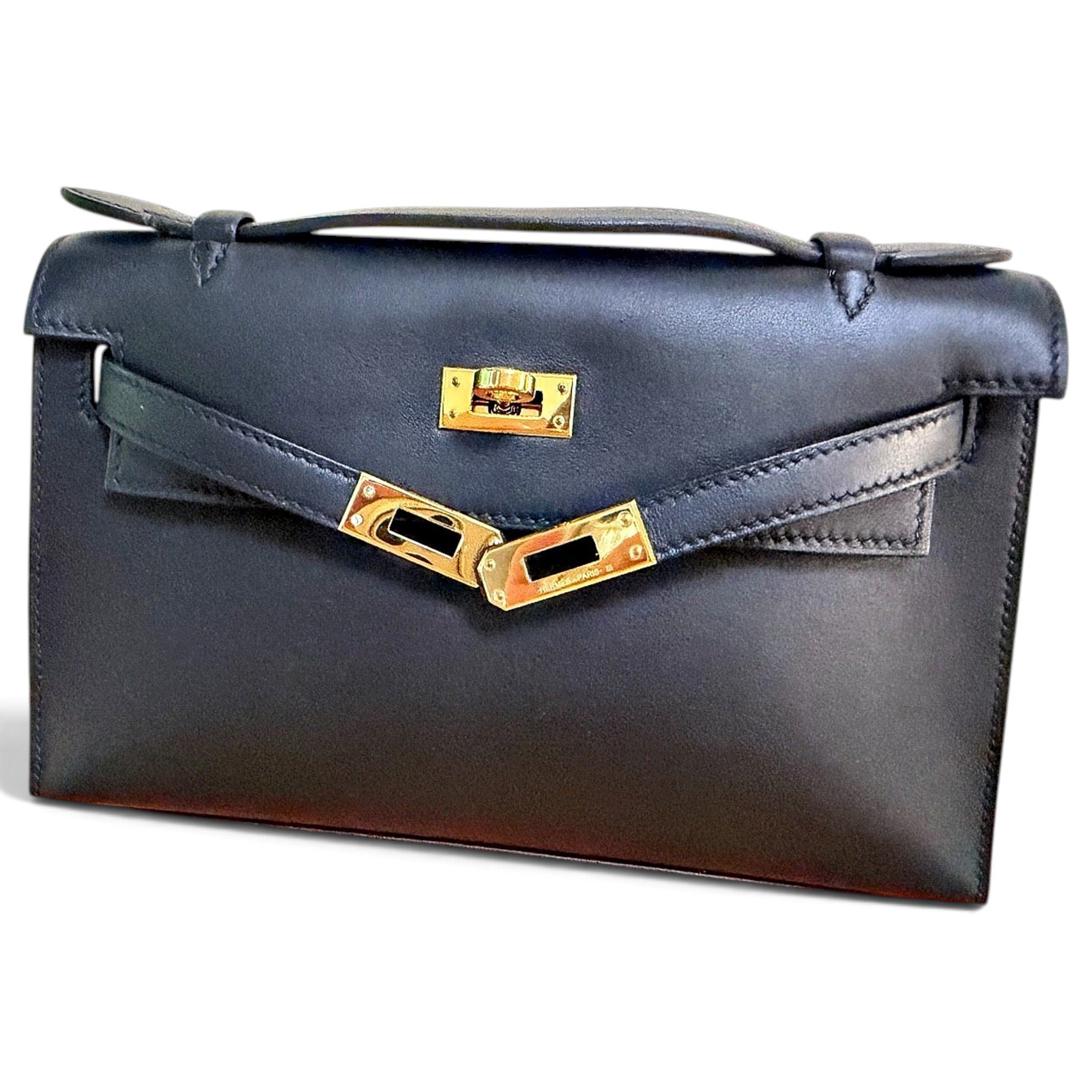 Hermes Kelly Handbag Noir Swift Leather