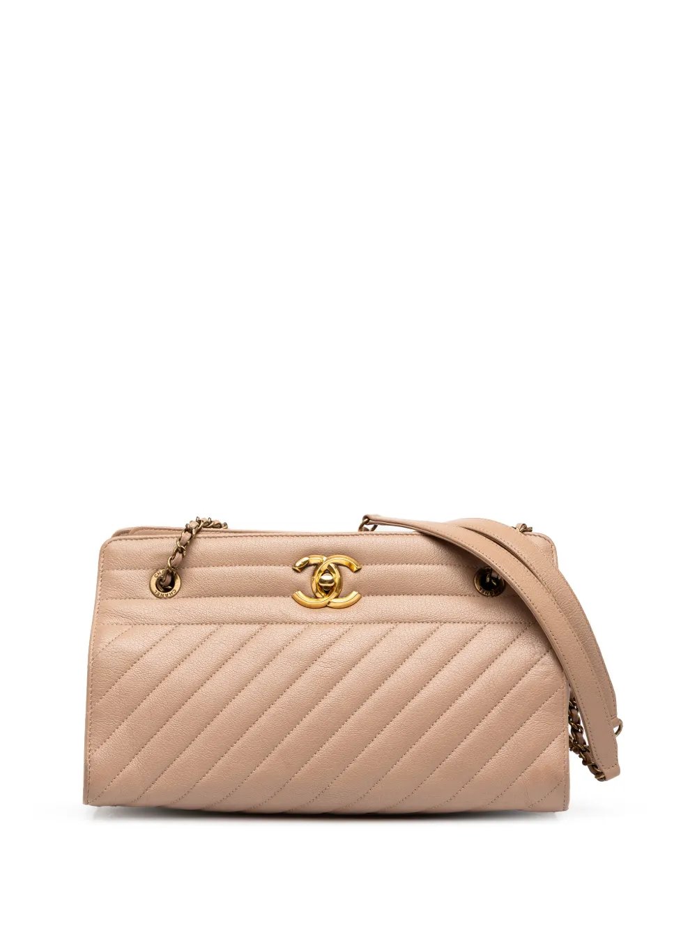 2016-2017 CC Diagonal Quilted Goatskin tote bag