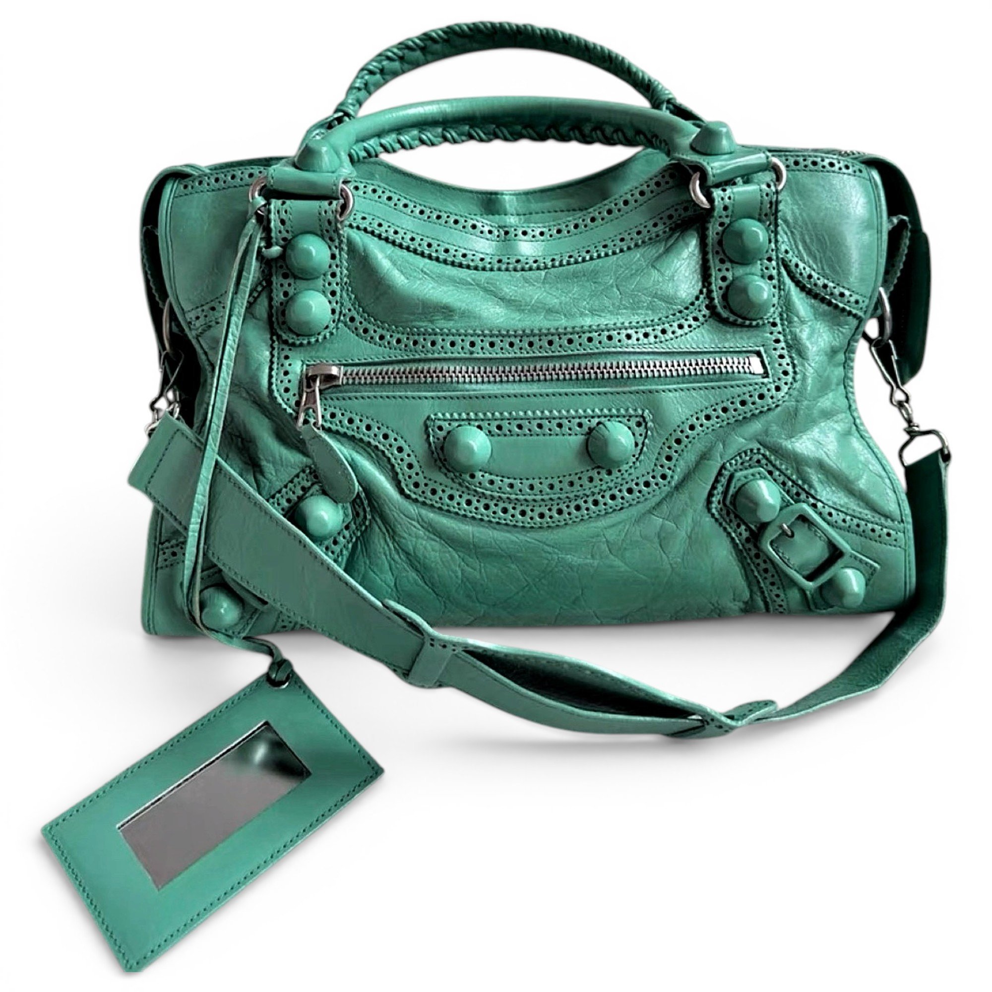 City leather satchel