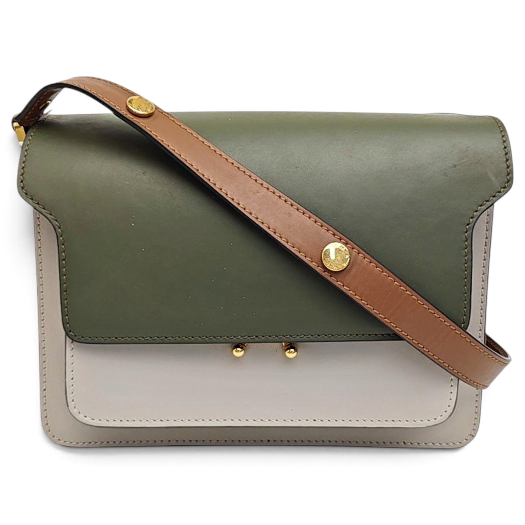 Trunk leather crossbody bag