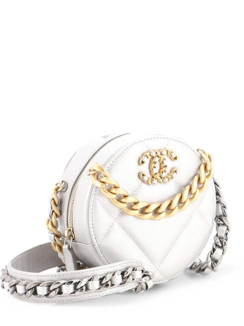 19 Round with Chain Quilted Leather clutch bag