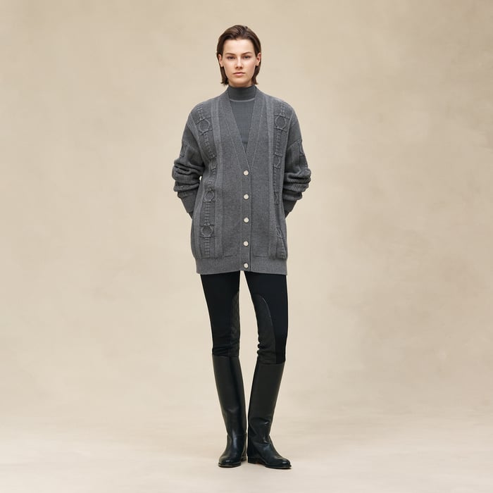 Gris Osmium Buttoned Cardigan