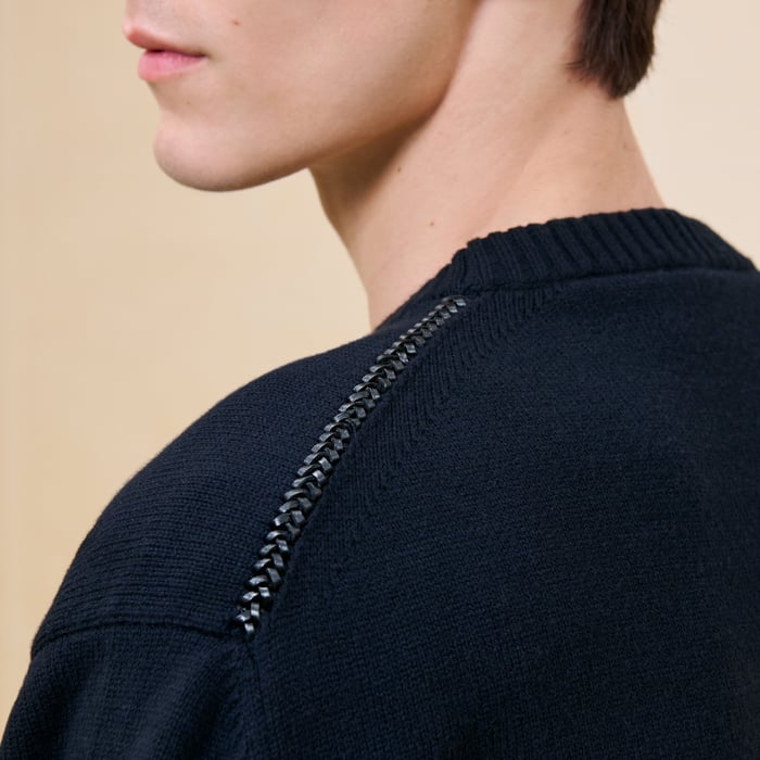 Marine "Detail Cuir Tresse" Crewneck Sweater