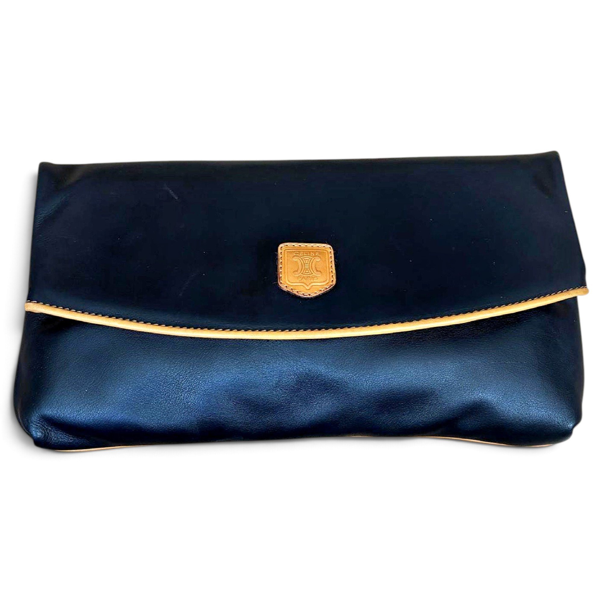 Celine Triomphe Vintage leather clutch bag
