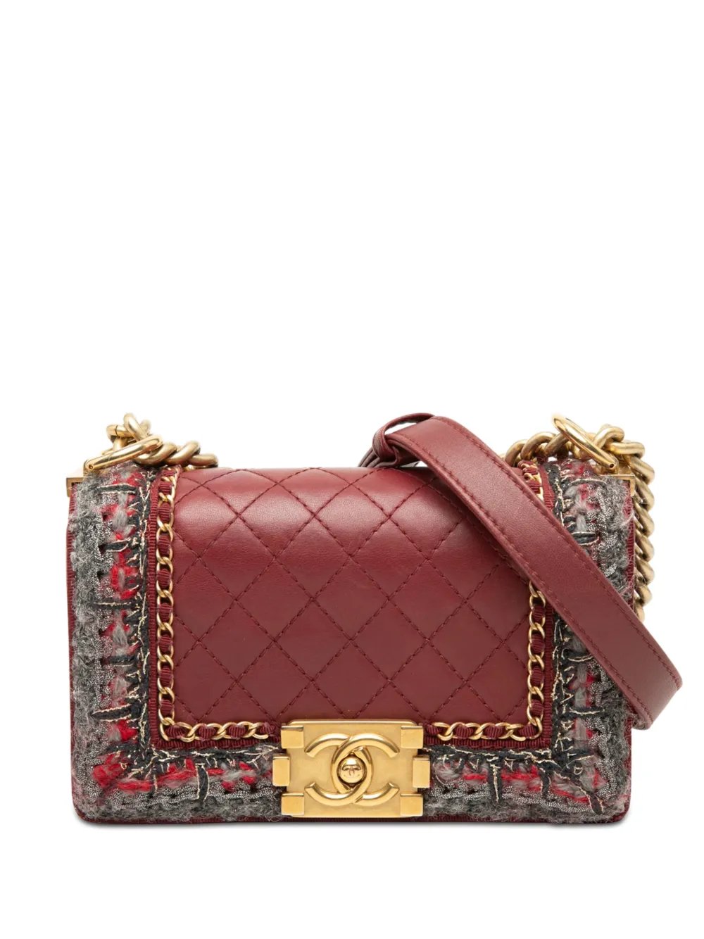 2016-2017 Small Quilted Lambskin and Braided Tweed Jacket Boy Flap crossbody bag