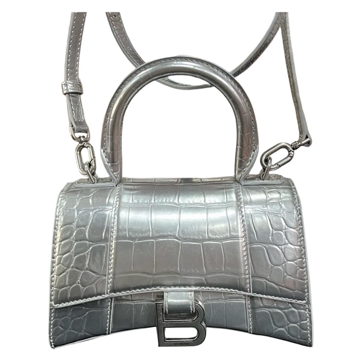 Hourglass leather handbag