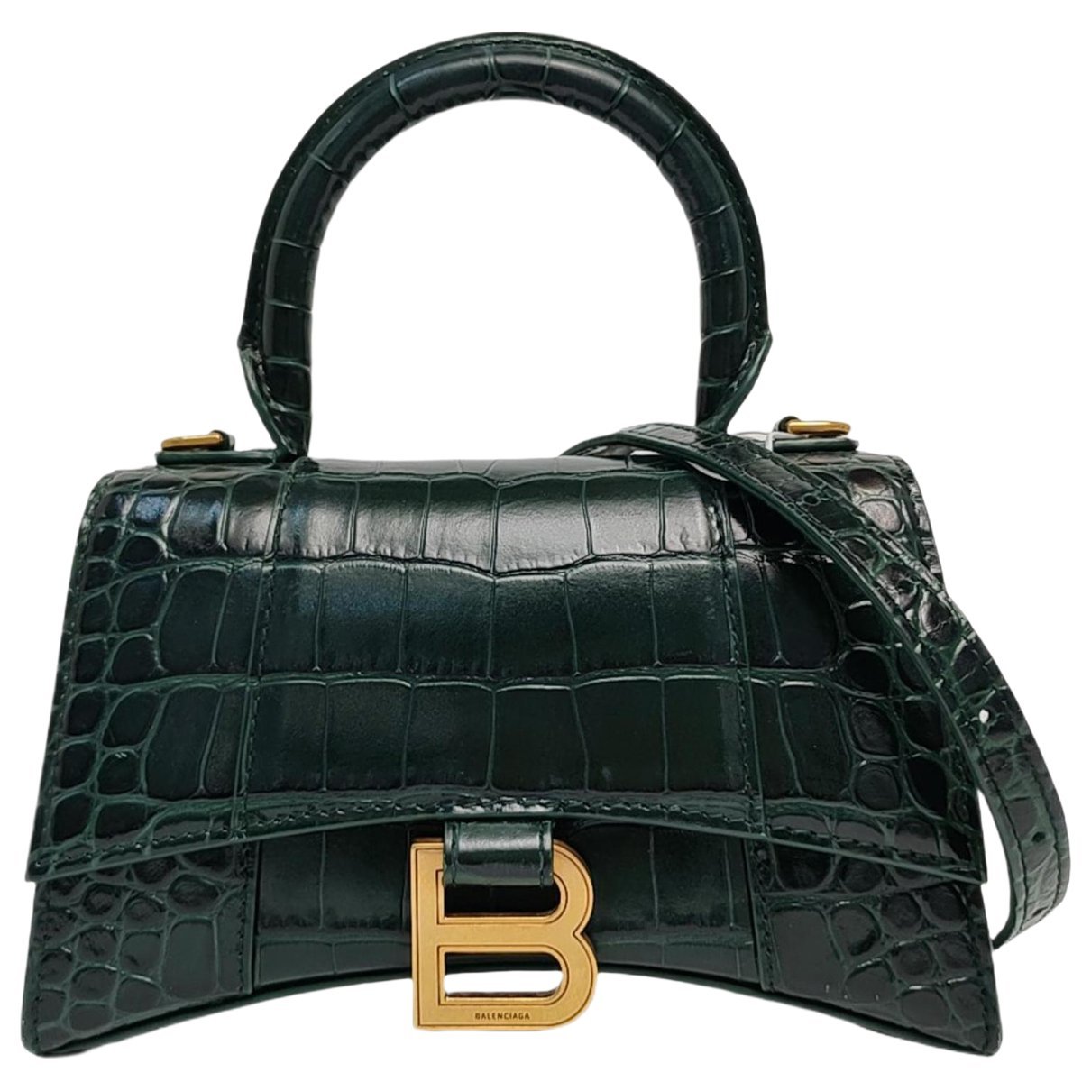 Hourglass leather handbag