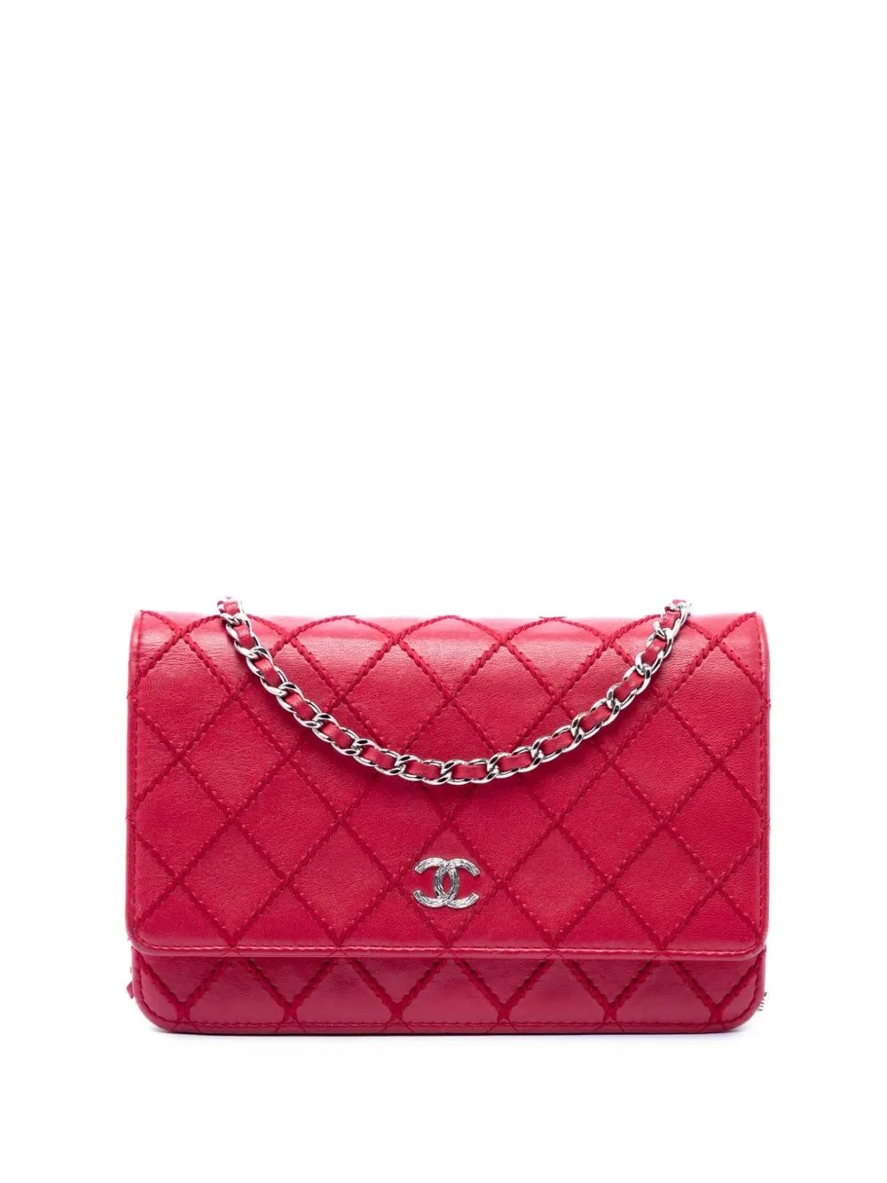 2014 CC Lambskin Wild Stitch Wallet on Chain crossbody bag