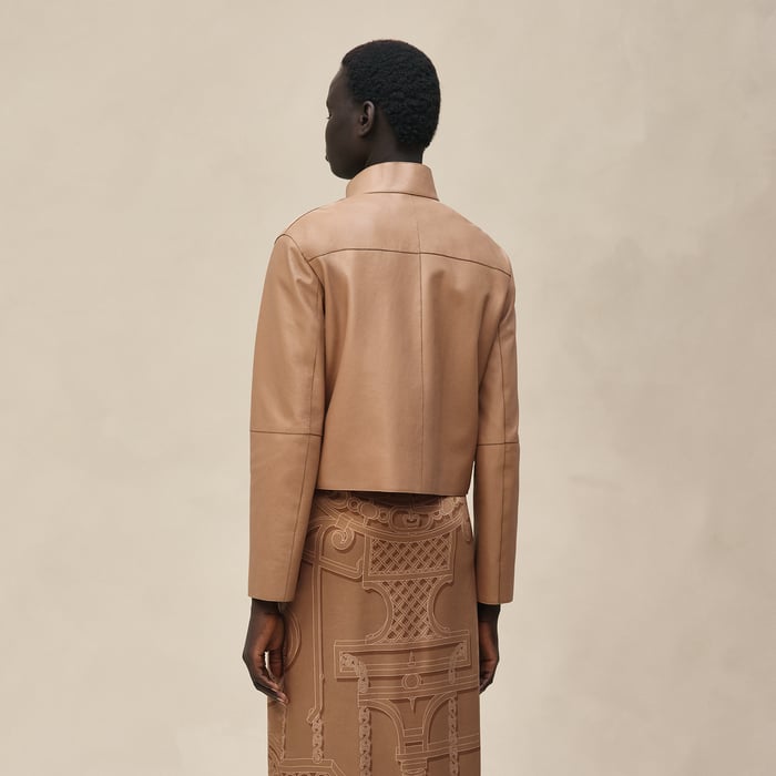 Beige Zénith Leather Jacket
