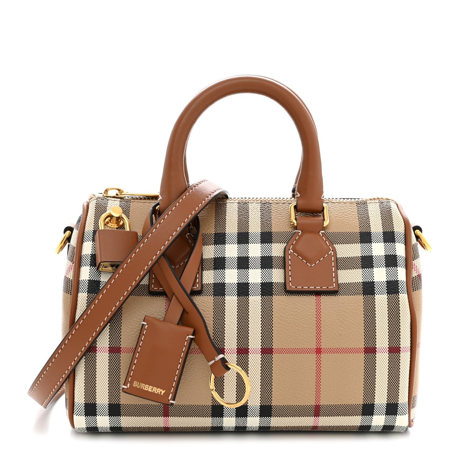 Burberry Vintage Check Mini Bowling Bag Briar Brown