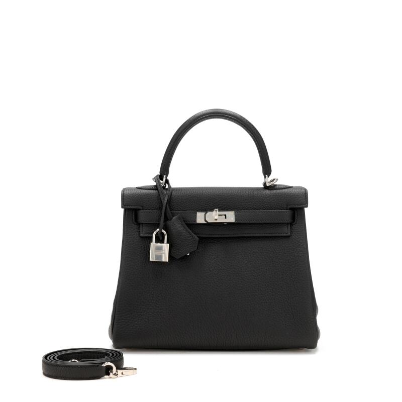 Hermes Black Togo Kelly 25 Retourne Palladium Hardware, 2025