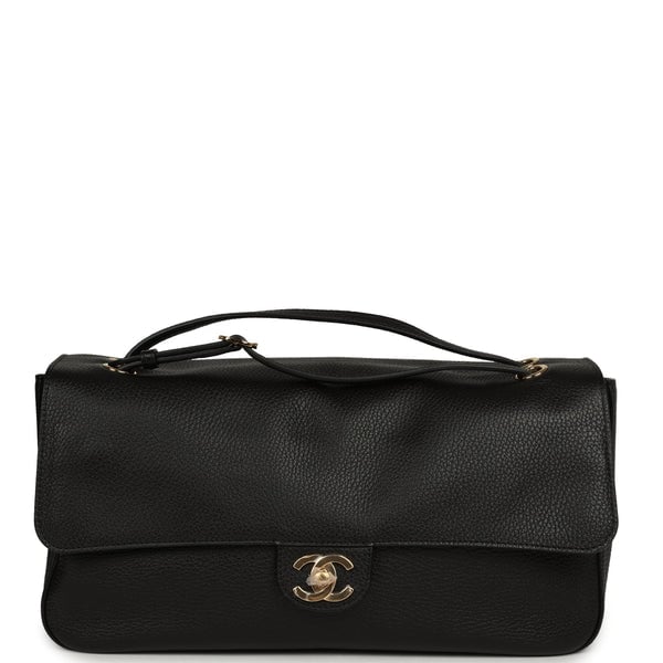 Chanel Maxi "Souplissimo" Small Flap Bag Black Grained Calfskin Gold Hardware