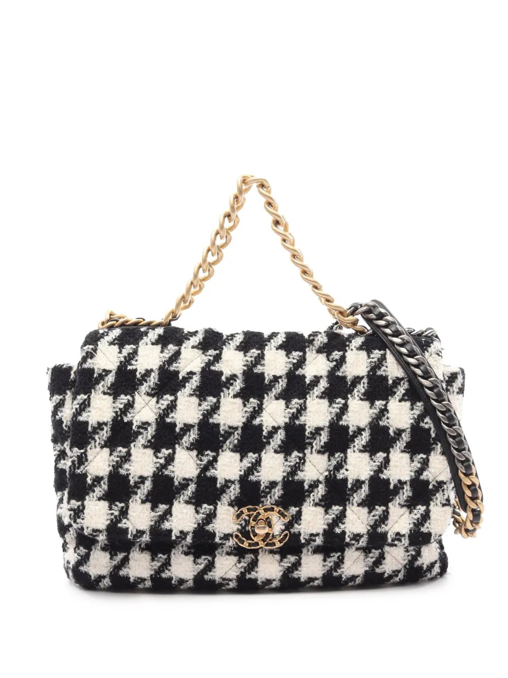 2019 Maxi Houndstooth Tweed 19 Flap satchel
