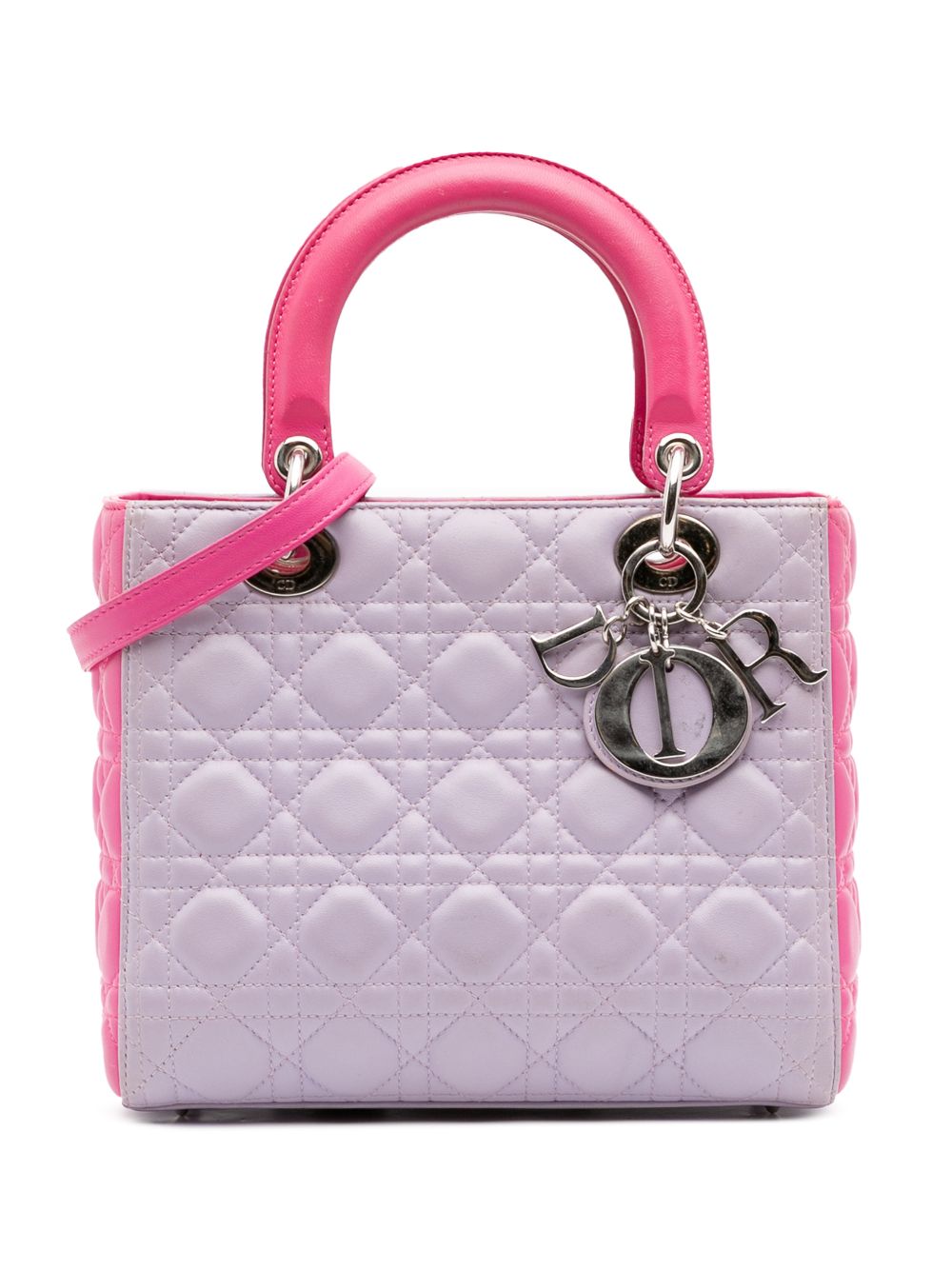 2012 Medium Bicolor Lambskin Cannage Lady Dior satchel