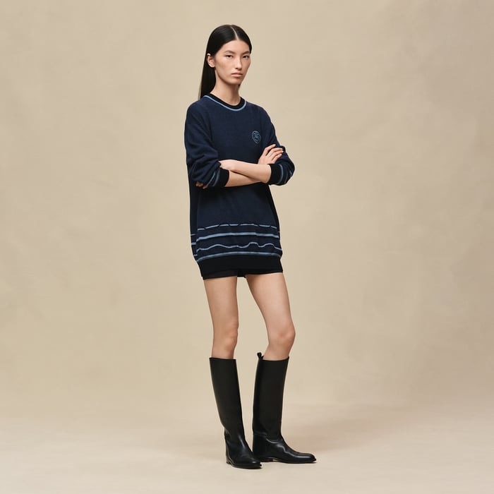 Bleu Lagune "Ex-libris" Long-sleeve Tunic Sweater