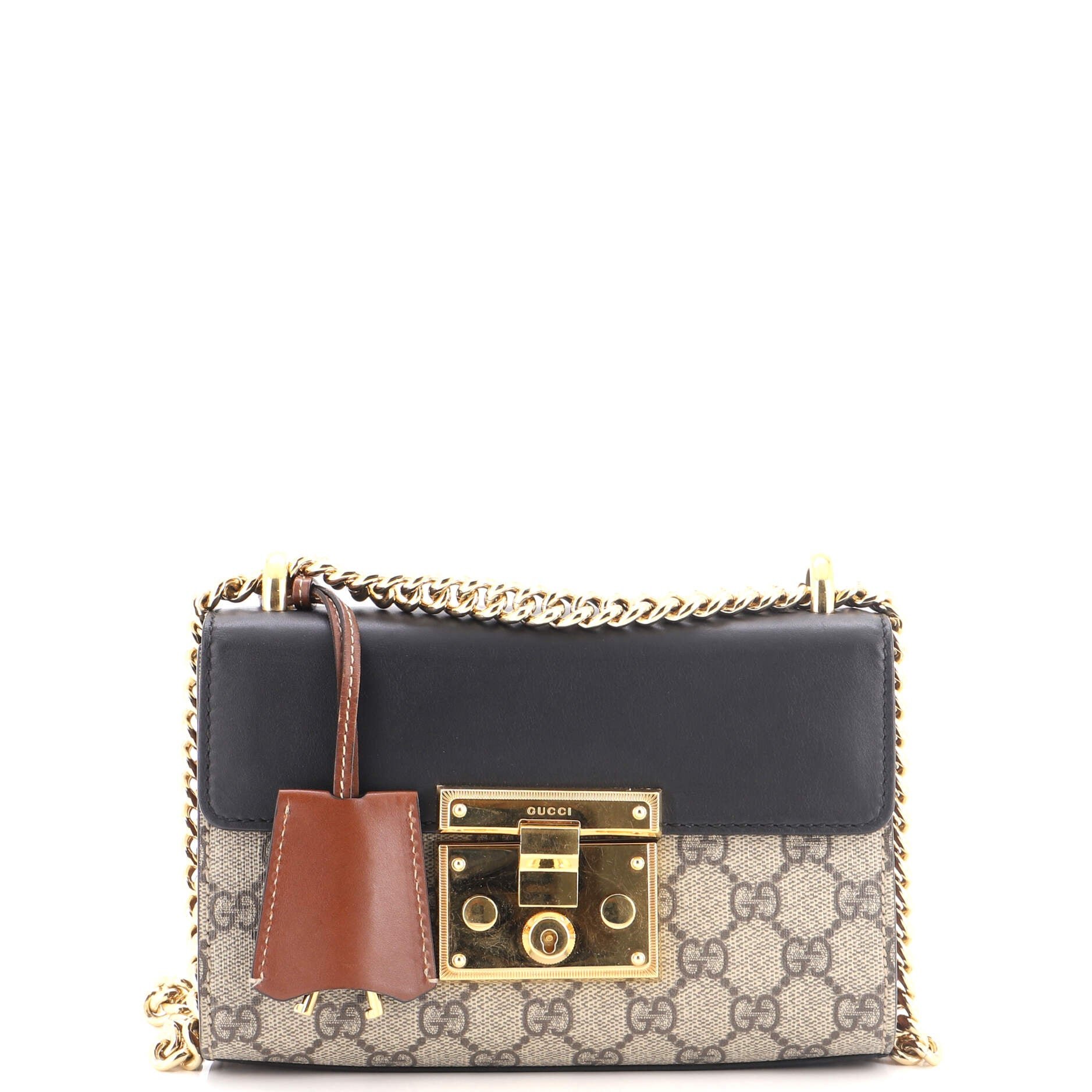 Gucci Padlock Shoulder Bag GG Coated Canvas and Leather Small