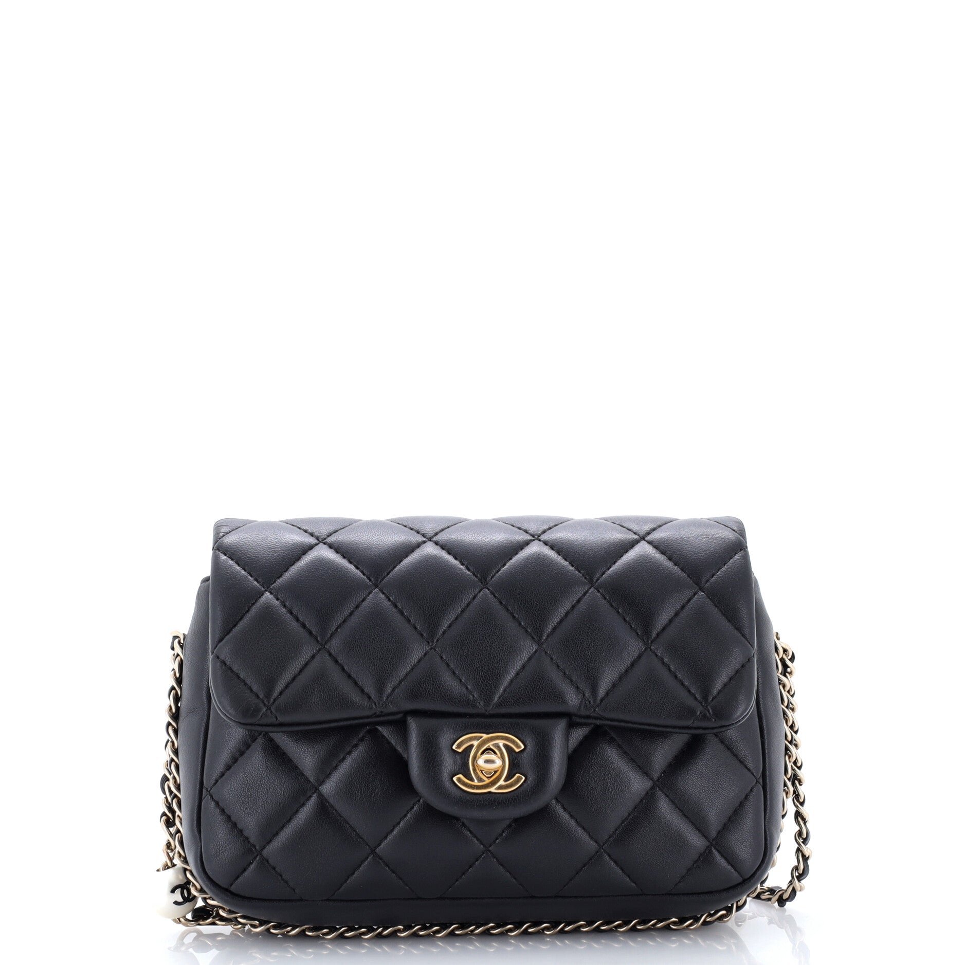 Single Chain Around Flap Bag Quilted Lambskin Small
