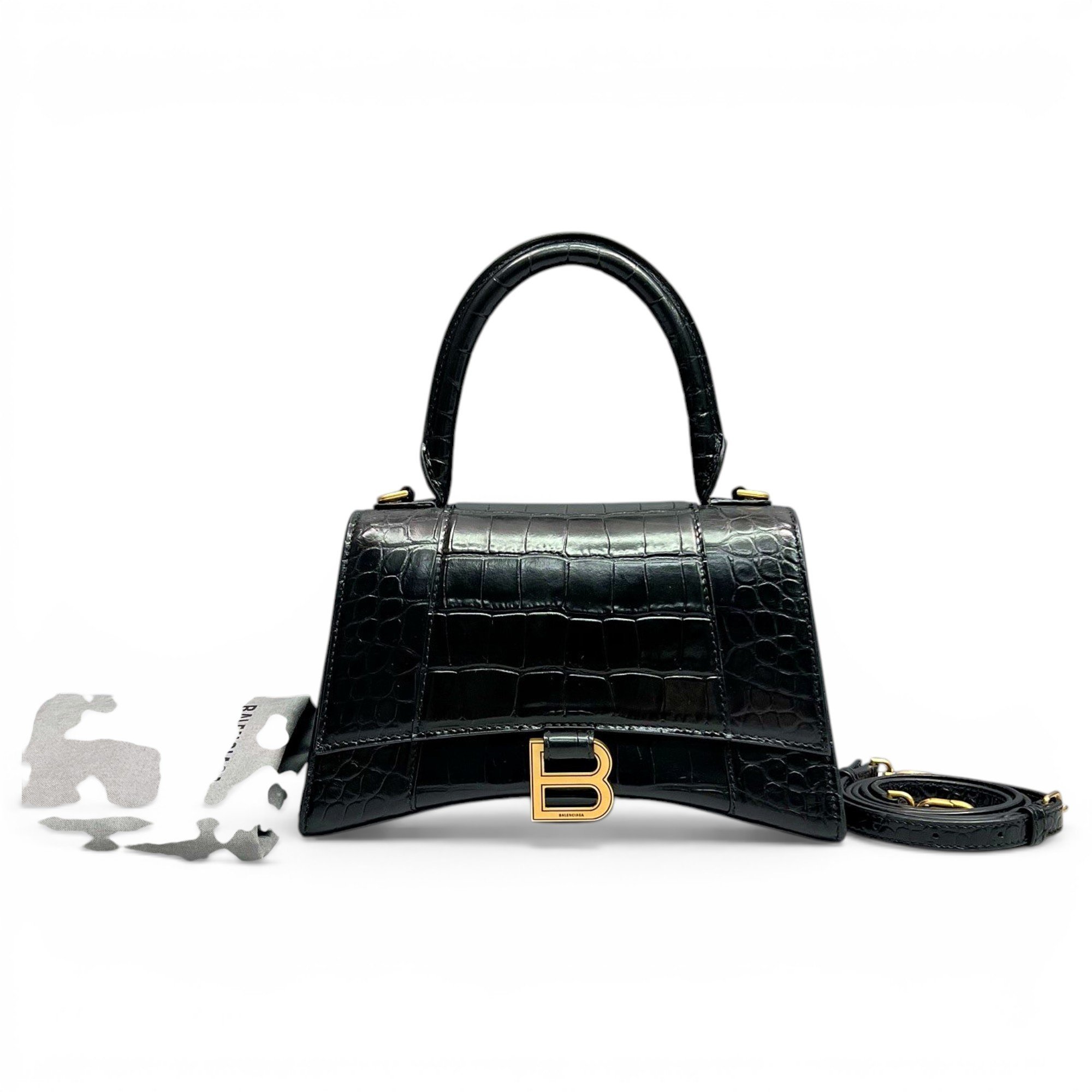 Hourglass leather handbag
