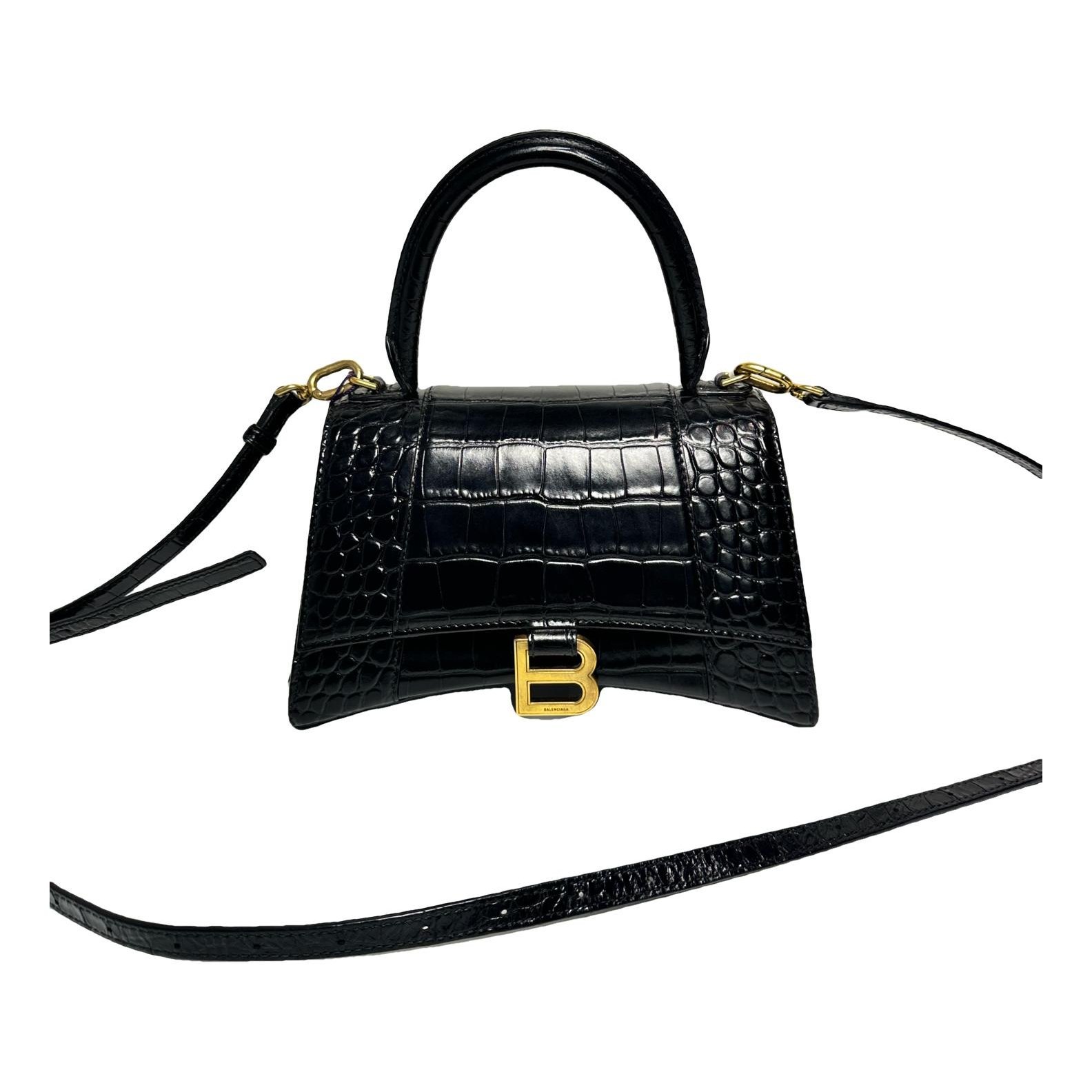 Hourglass leather handbag