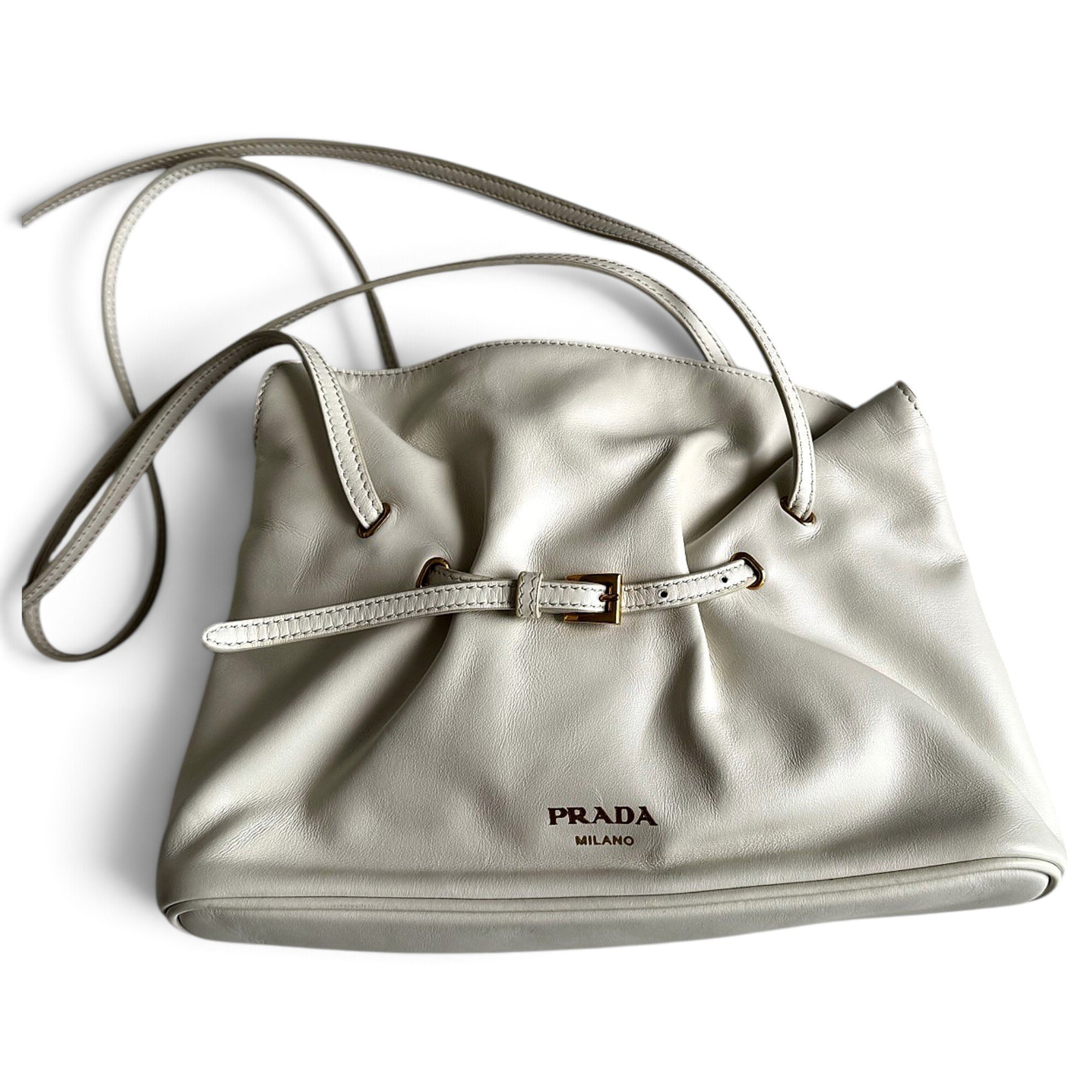 Buckle leather handbag