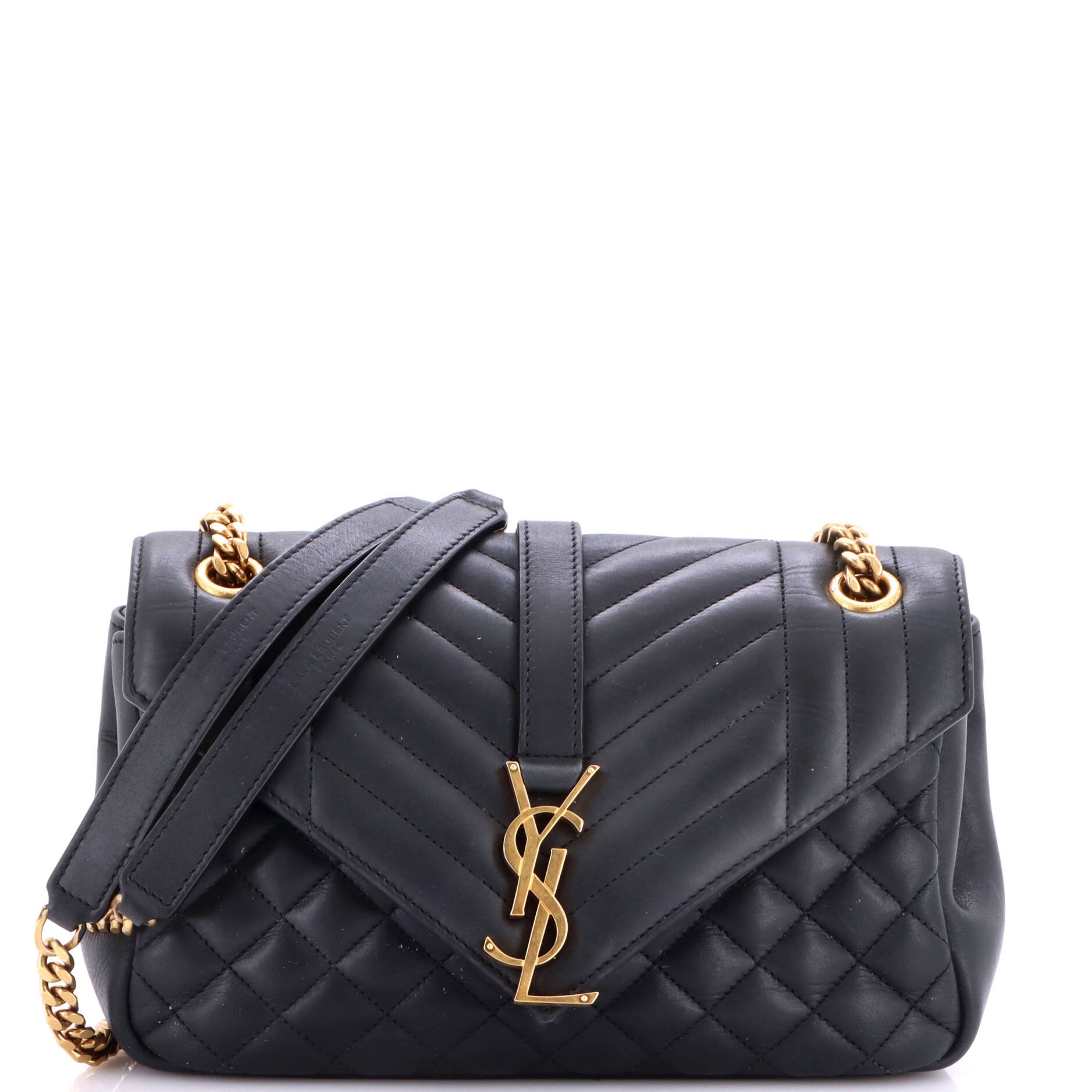 Classic Monogram Envelope Satchel Mixed Matelasse Leather Medium