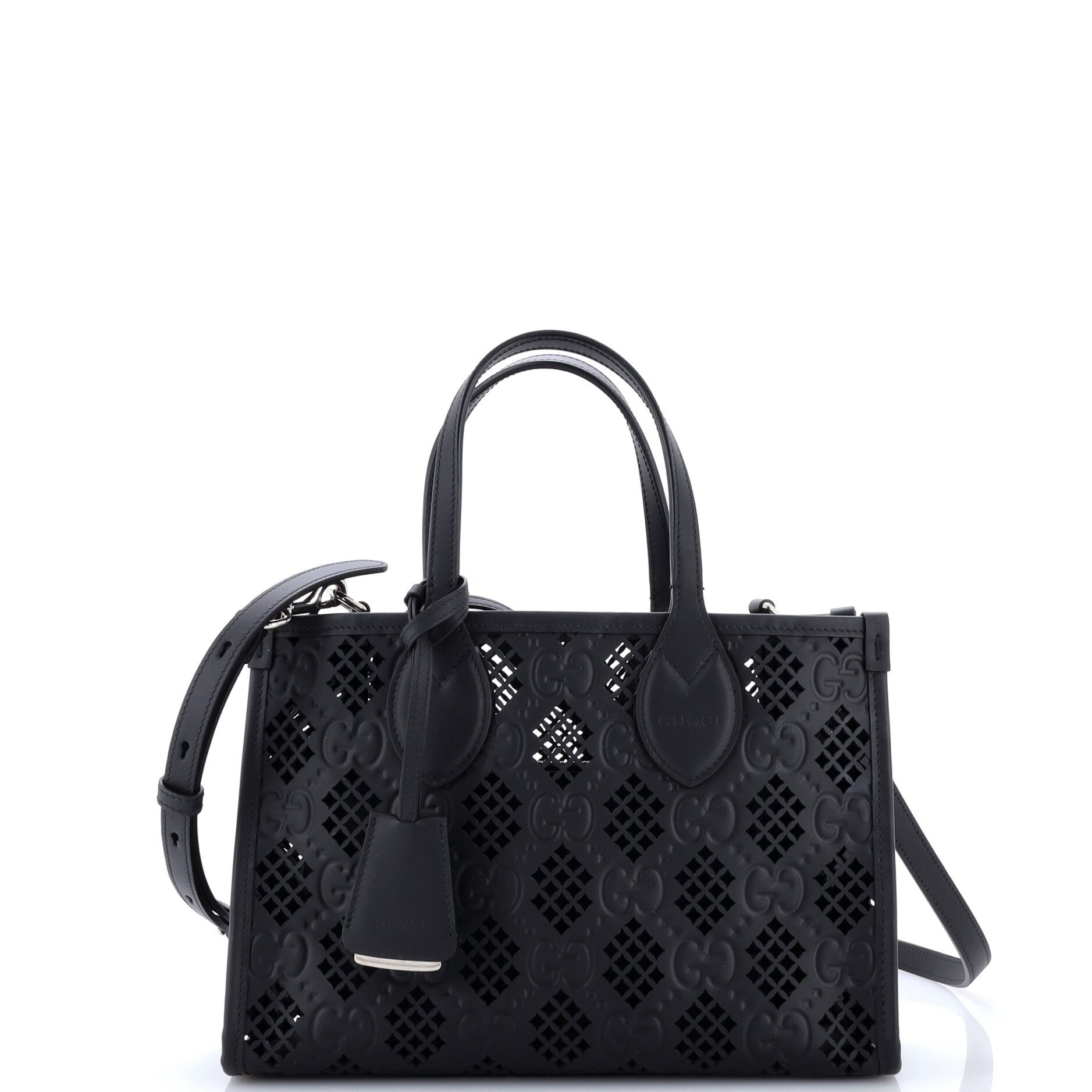 Convertible Tote GG Debossed Laser Cut Leather Small