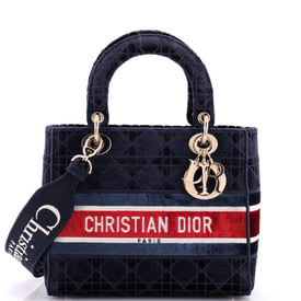 Dior Lady D-Lite Bag Cannage Embroidered Velvet Medium