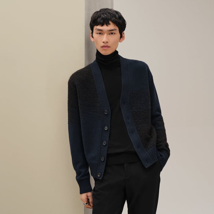 Marine "Bouclette Ombree" Buttoned Cardigan