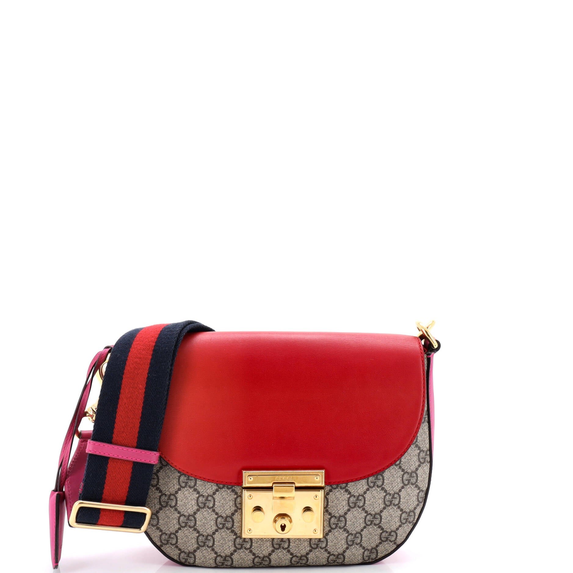 Gucci Padlock Saddle Shoulder Bag GG Coated Canvas and Leather Medium