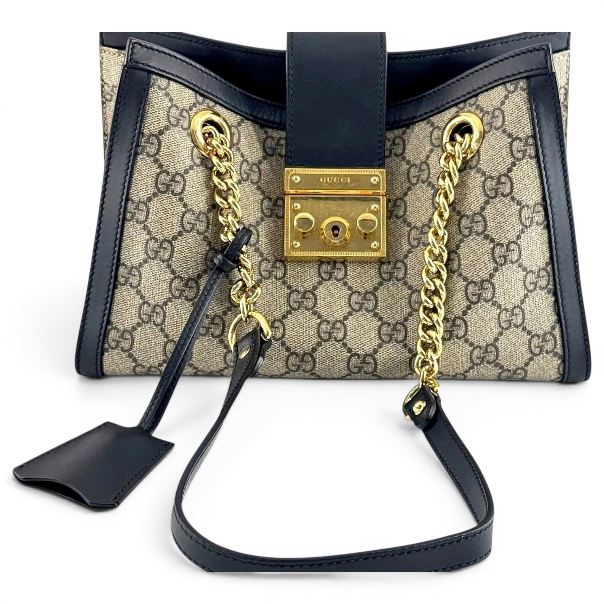 Padlock leather handbag