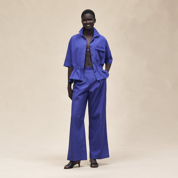Bleu Roi Embroidered Beach Shirt