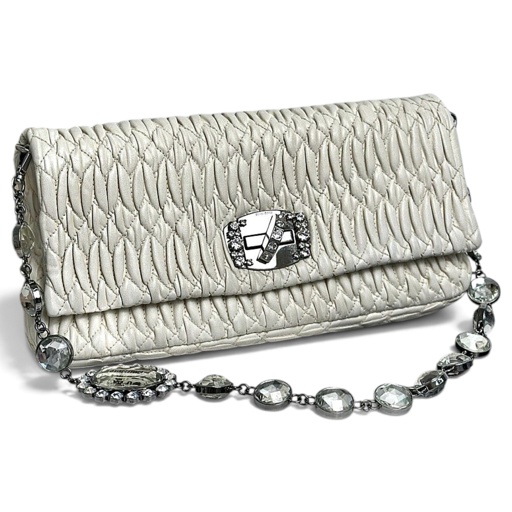 Miu Crystal leather handbag