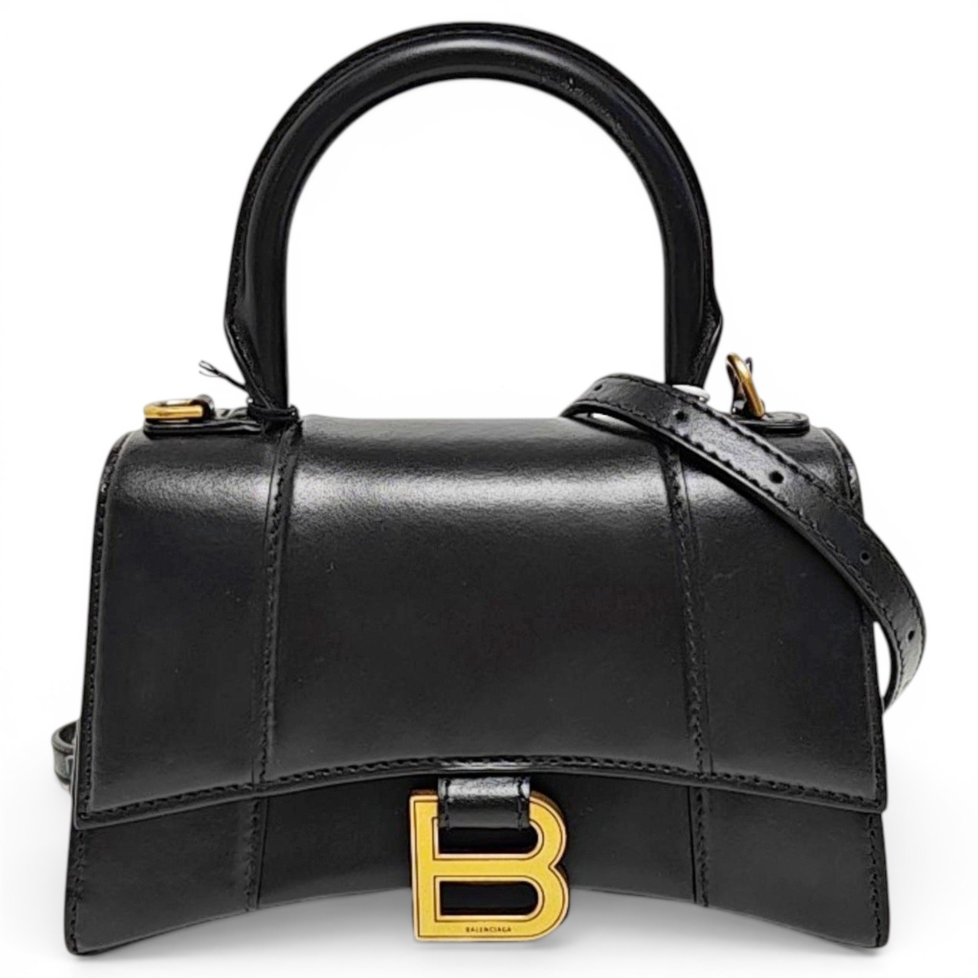 Hourglass leather handbag