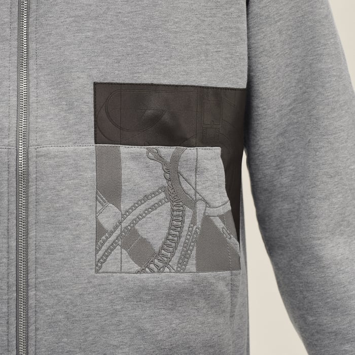 Gris "Eperon d'Or En Perspective" Zipped Hooded Sweater